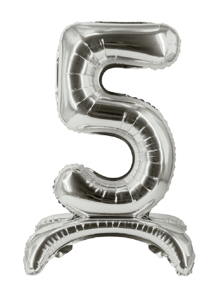 32" Stand Up Balloon "5" Silver