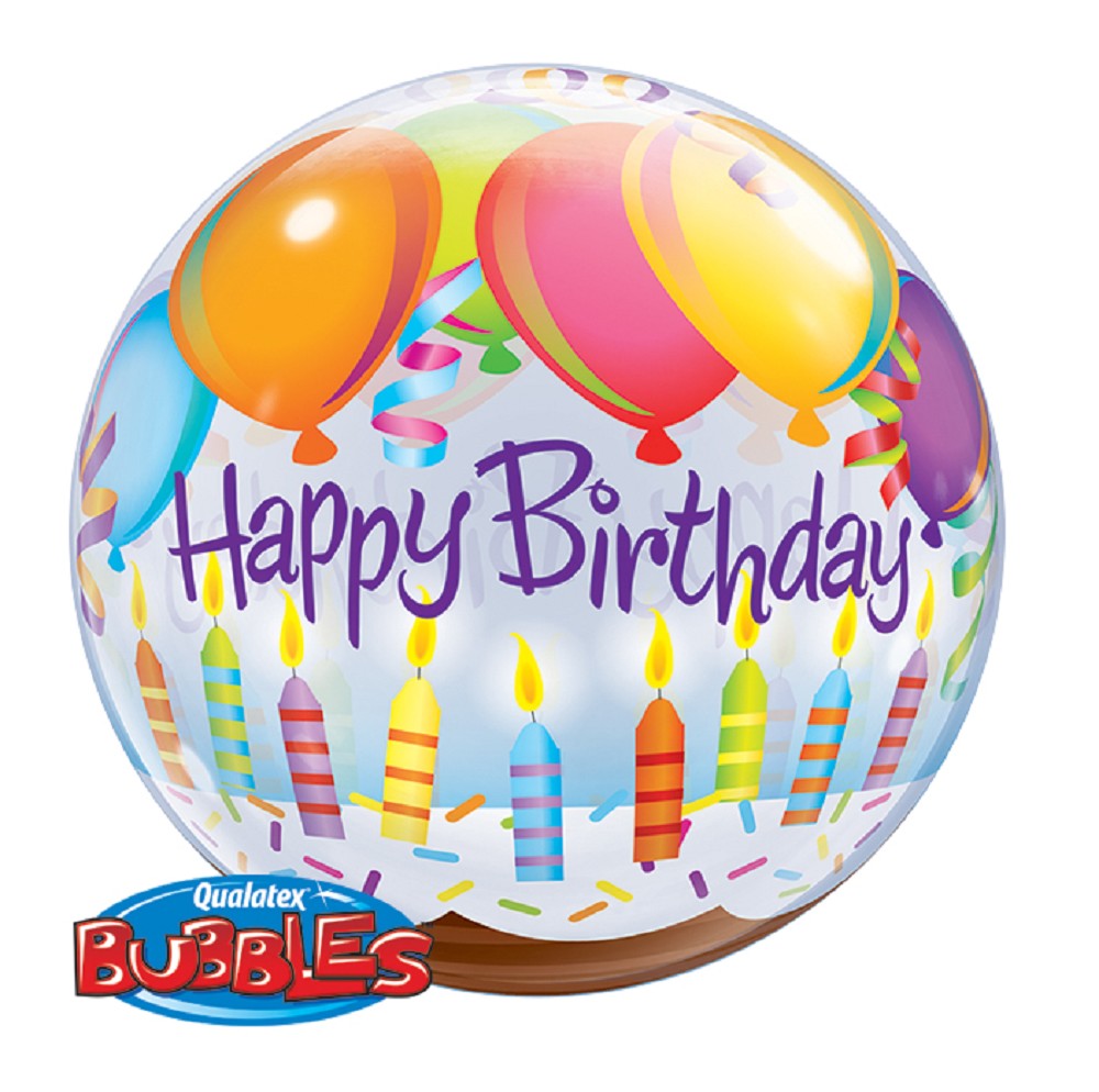 22" Single Bubble Birthday Balloons & Candles