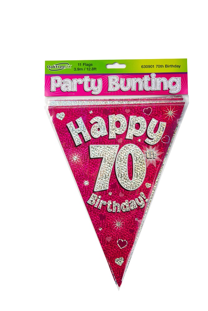 Wimpelkette H.B ."70" Pink Holographic  3,9m