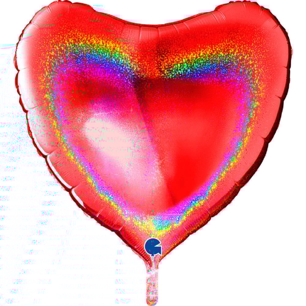 36" Herz  Glitter Holographic Red (unverpackt)