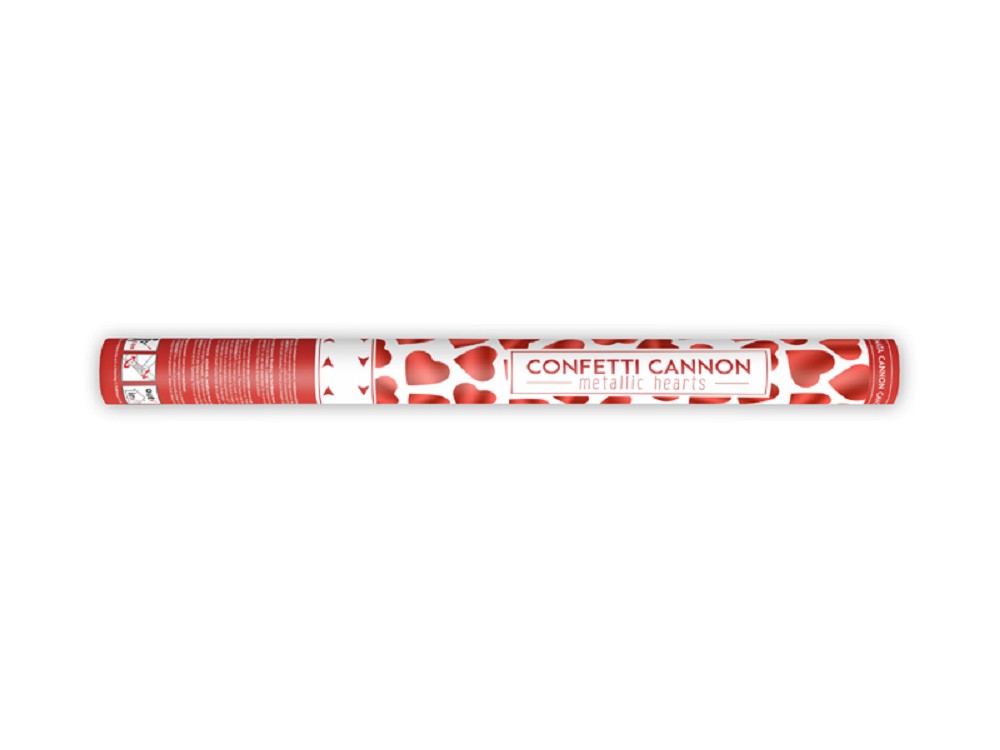 Konfettikanone mit Herzen - rot - 60cm - 1 Stk.