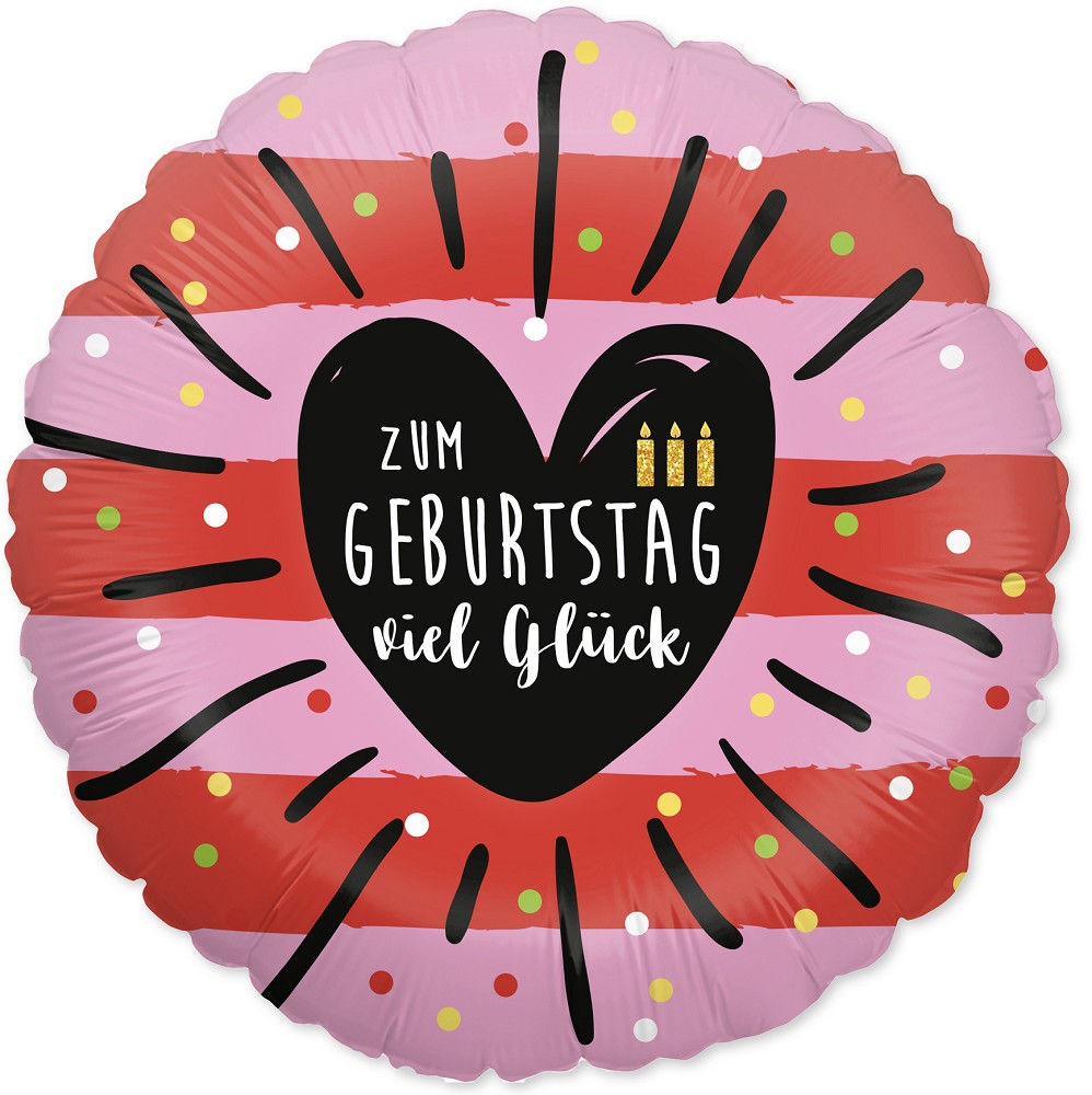 18" Zum Geburtstag viel Glück - rot/rosa