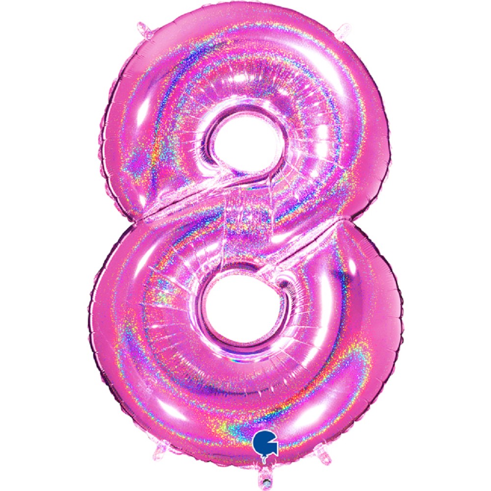 40" Folienzahl "8" Glitter Holographic Fuxia