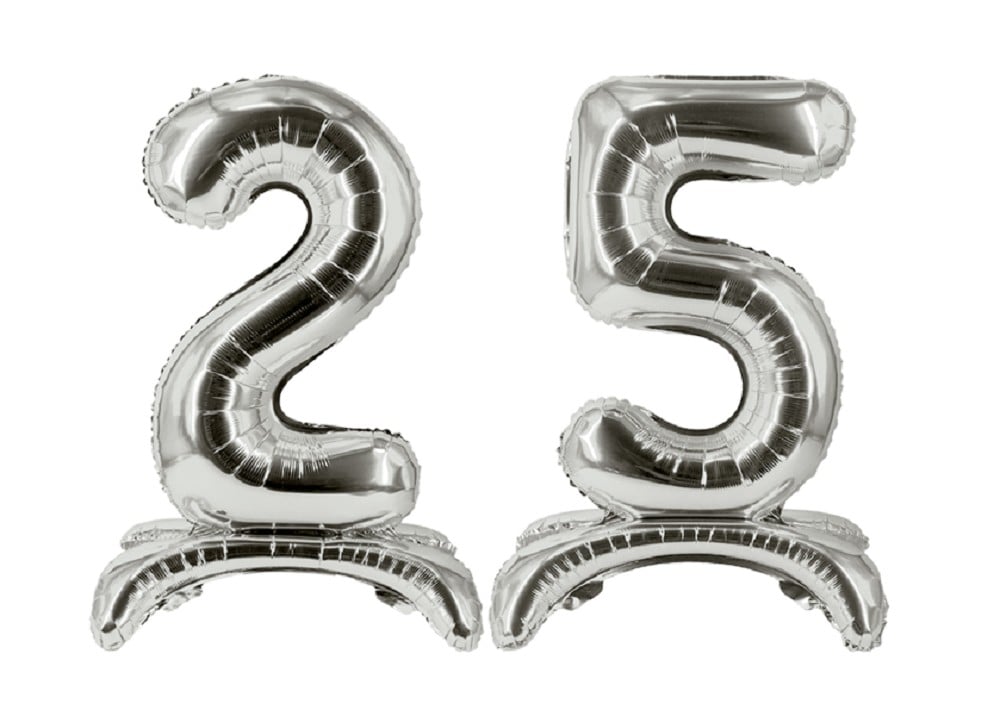 16" Stand Up Balloon "25" Silber