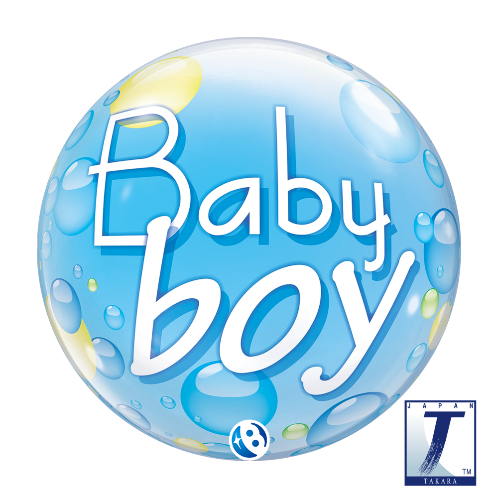22" Single Bubble Baby Boy Blue & Confetti Dots