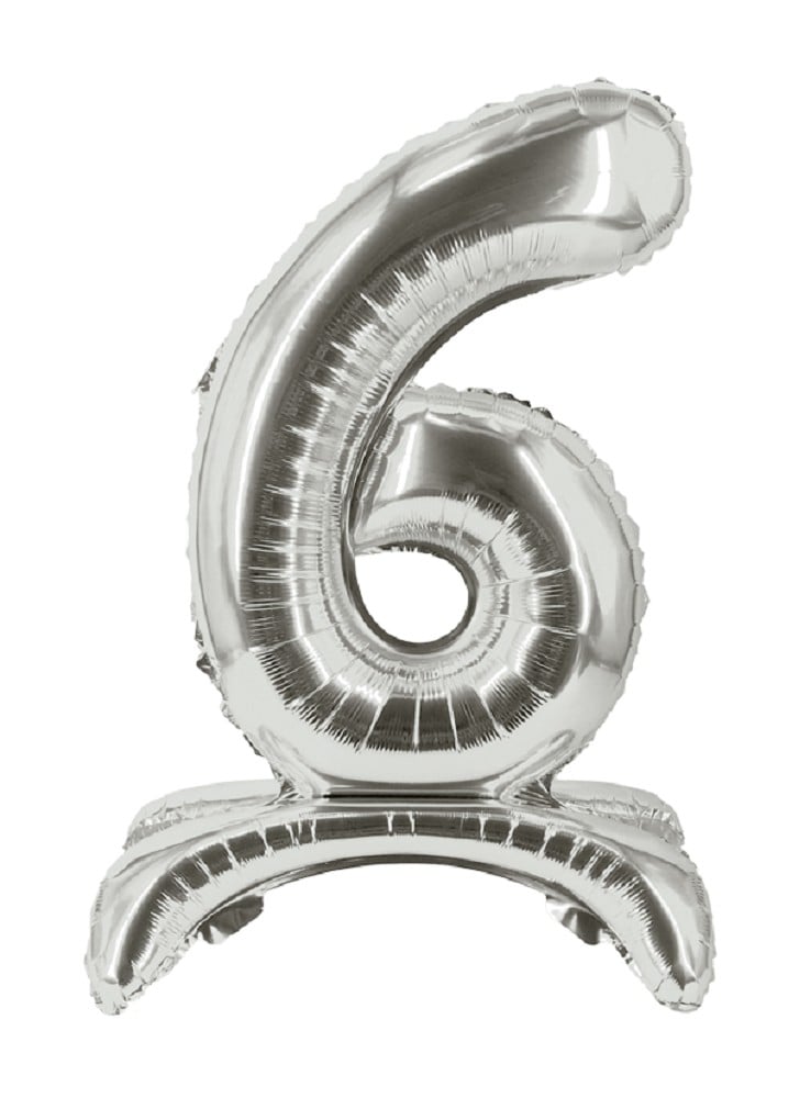 32" Stand Up Balloon "6" Silver