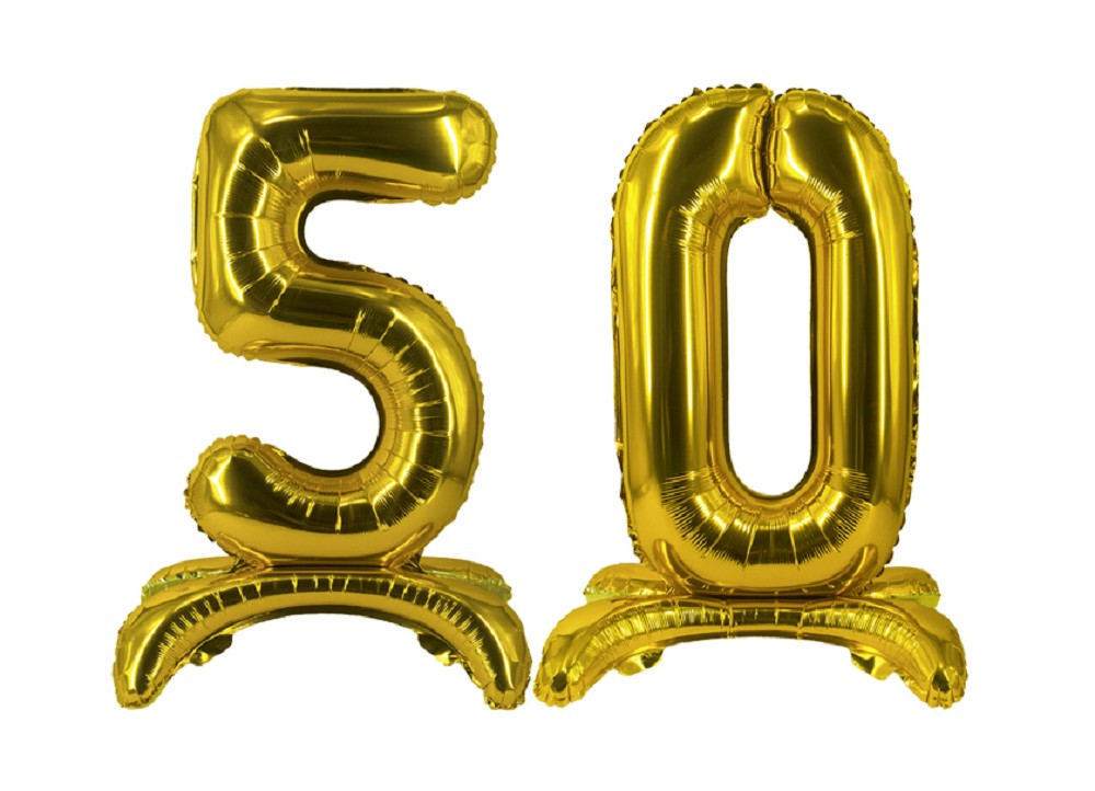 16" Stand Up Balloon "50" Gold