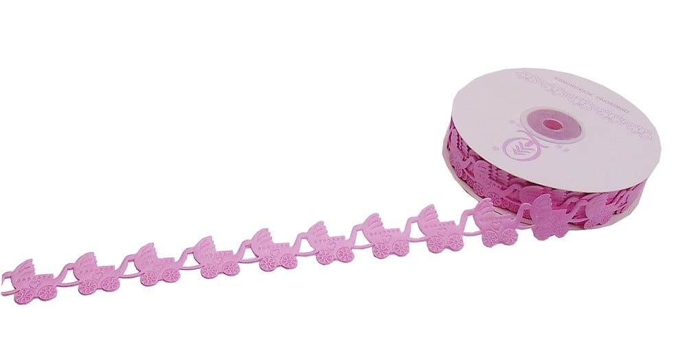 Stoffband Kinderwagen rosa