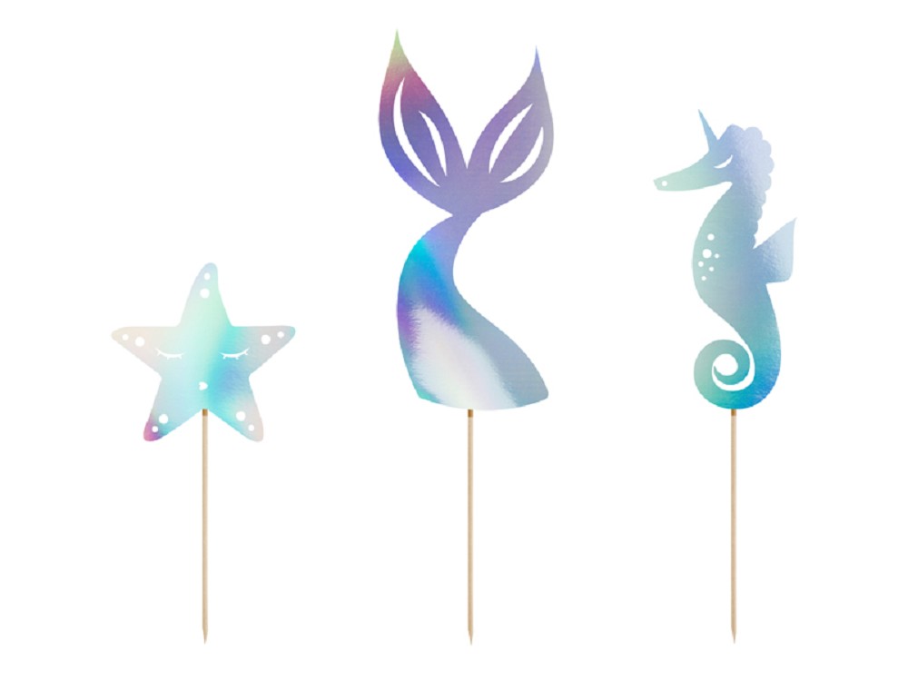 Cake Topper - Meerjungfrau - schillernd - 24 -5cm - 3 Stk.