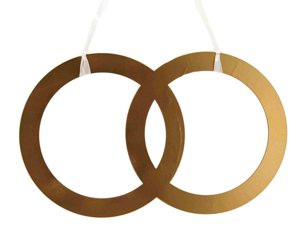 Metall "doppel Ring" mit Band in gold 40x24,5cm