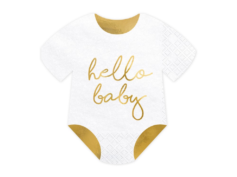 Servietten - Hello Baby - weiß - 16x16cm - 20 Stk.