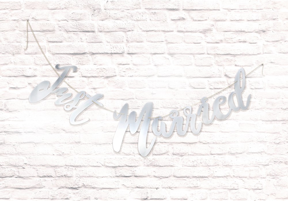 Just Married Girlande Silber