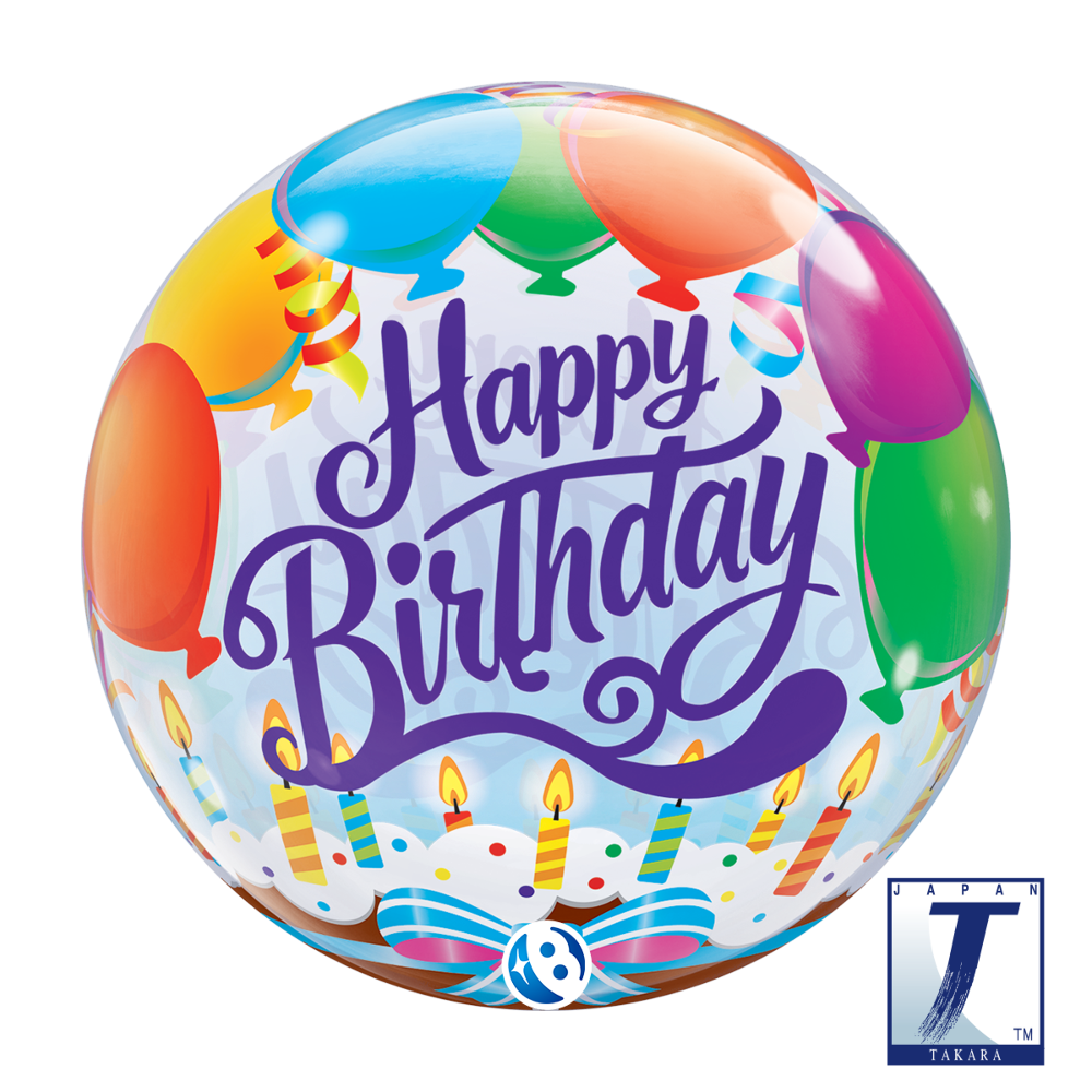 22" Single Bubble Birthday Balloons & Candles
