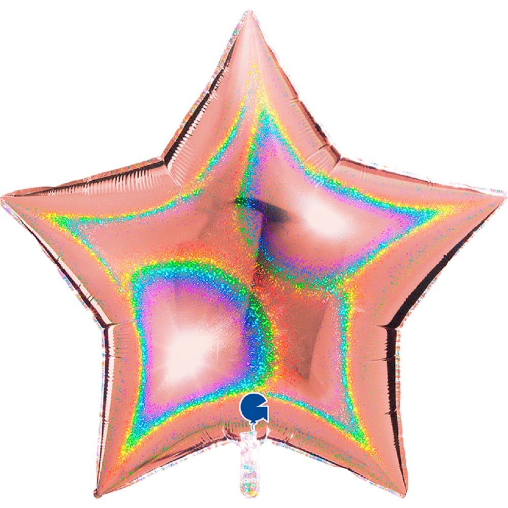 36" Stern Glitter Holographic Rosé Gold (unverpackt)