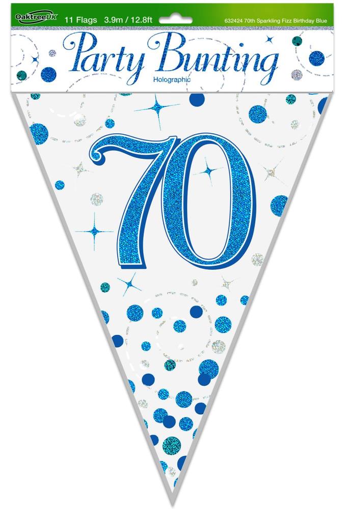 Wimpelkette H.B. "70" White & Blue Holographic
