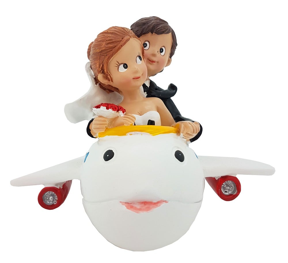 Polyresinfigur Hochzeitspaar im Flugzeug