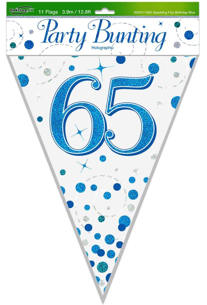 Wimpelkette H.B. "65" White & Blue Holographic