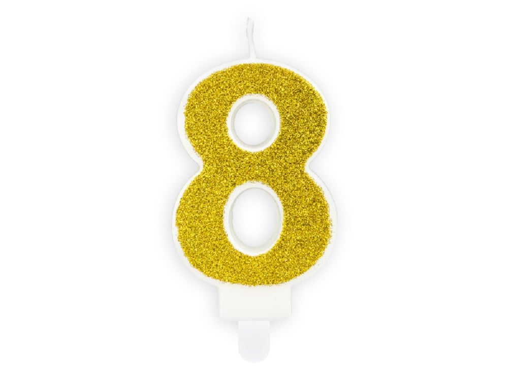 Geburtstagskerze - ''8'' - gold - 7 cm - 1 Stk.