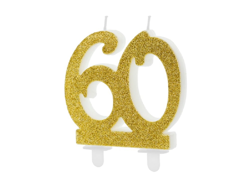 Geburtstagskerze - "60" - gold - 7,5cm - 1 Stk.