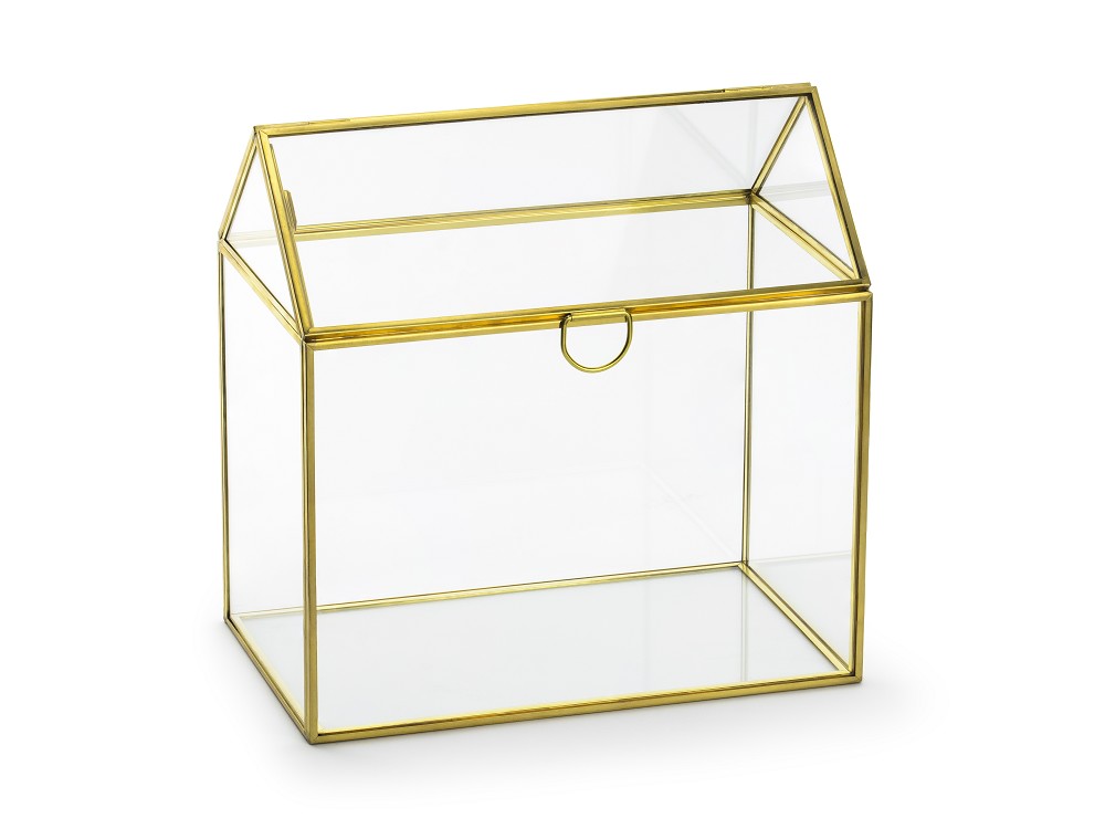 Briefumschlagsbox aus Glas - Gold - 13x21x21cm - 1 Stk.