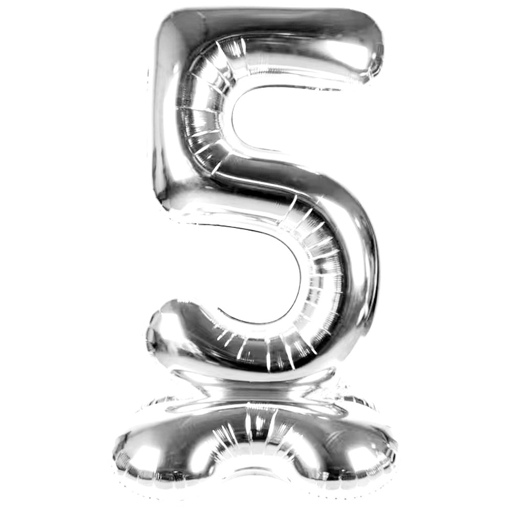 50" Stand Up Balloon Zahl 5 silber