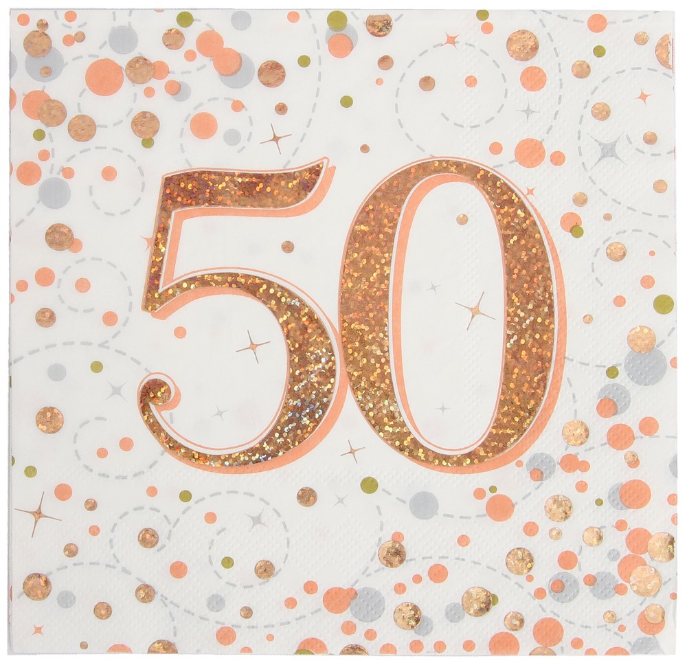 Servietten H.B. "50"  White & Rosé Gold Holographic