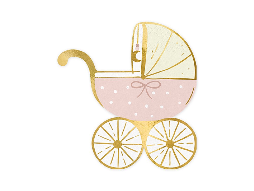 Servietten - Kinderwagen - hellrosa - 14x15cm - 20 Stk.