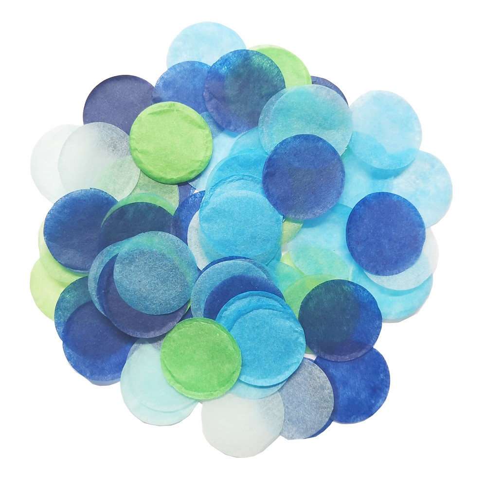 Papier-Konfetti rund 2cm Sortiment blau/grün (50g/Btl.)