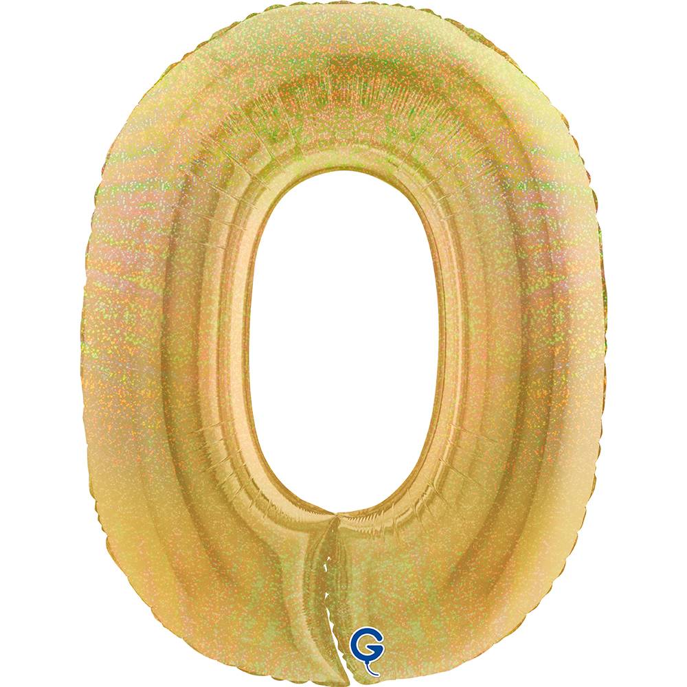 40" Folienzahl "0" Glitter Holographic Gold