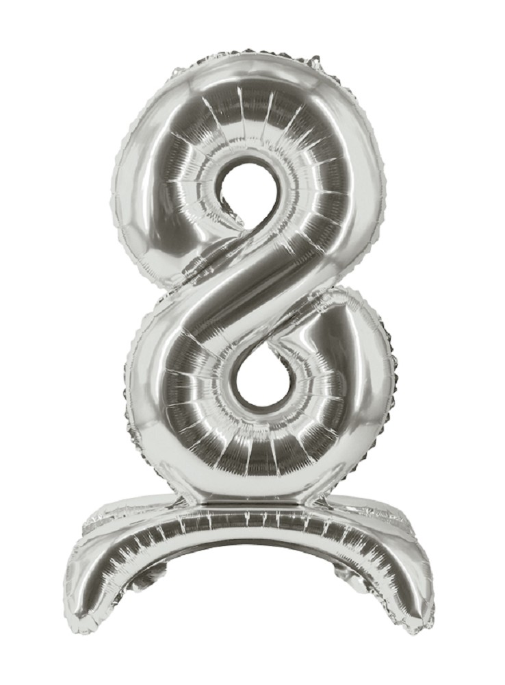 16" Stand Up Balloon "8" Silber