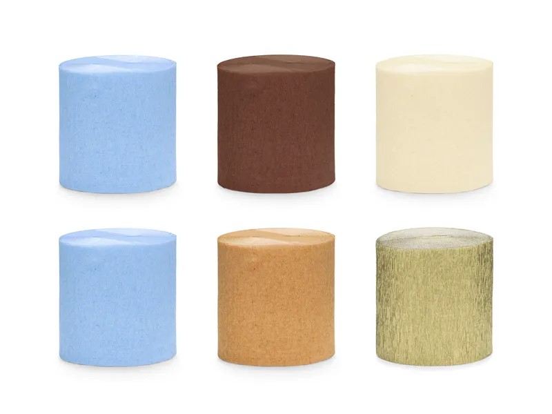 Krepp Papier 5cm/10m - blue-brown mix - 6 Ro.
