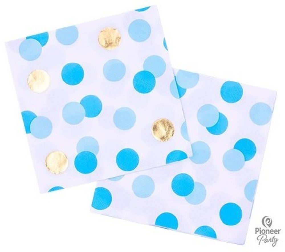 Papierservietten Blue & Gold Dots