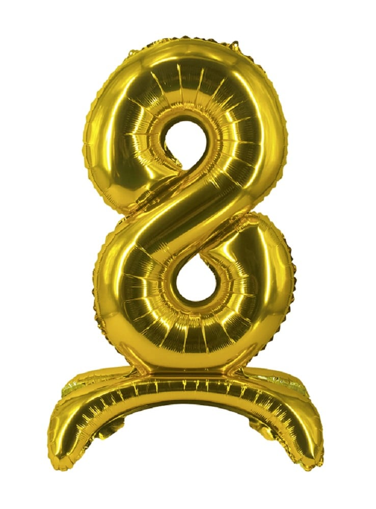 32" Stand Up Balloon "8" Gold