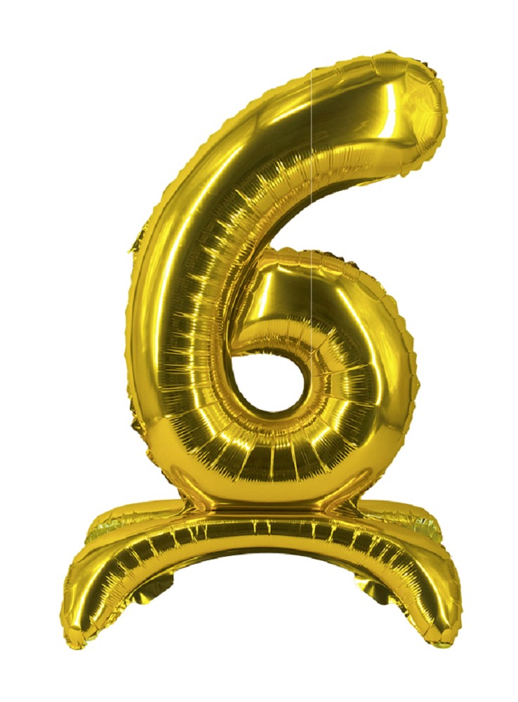 32" Stand Up Balloon "6" Gold