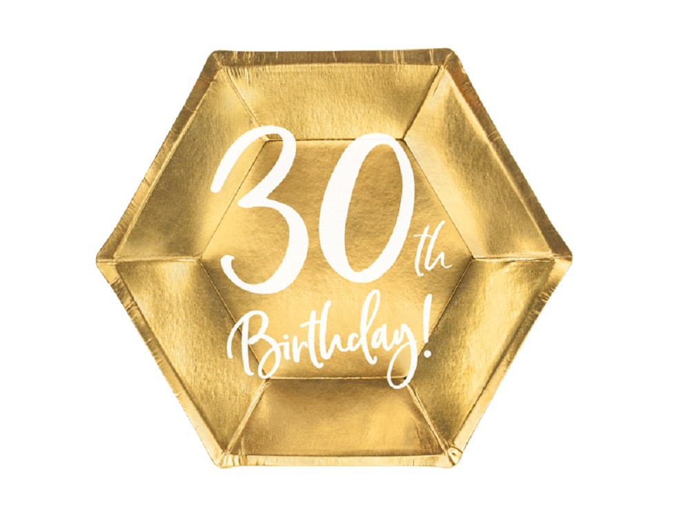 Teller - 30th Birthday - gold - 20cm - 6 Stk.