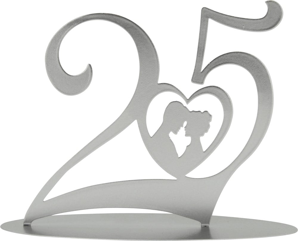 Metall Zahl "25" zur Silberhochzeit geschwungen