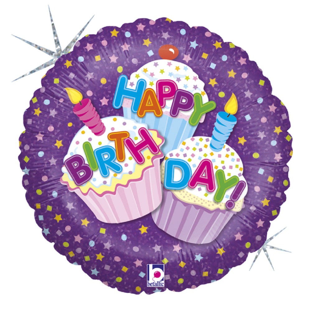 18" Happy Birthday Cupcake