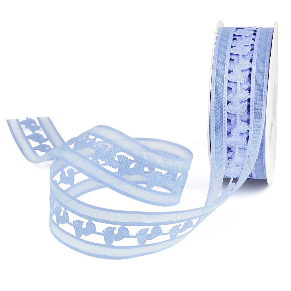 Stoffband Kinderfüße blau