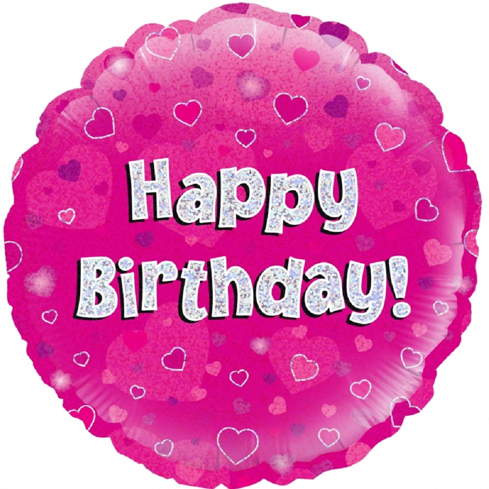 18" Happy Birthday Pink Holographic