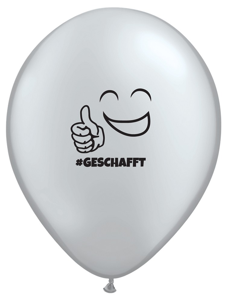 11" Smiley "GESCHAFFT" silber (25 Stück)