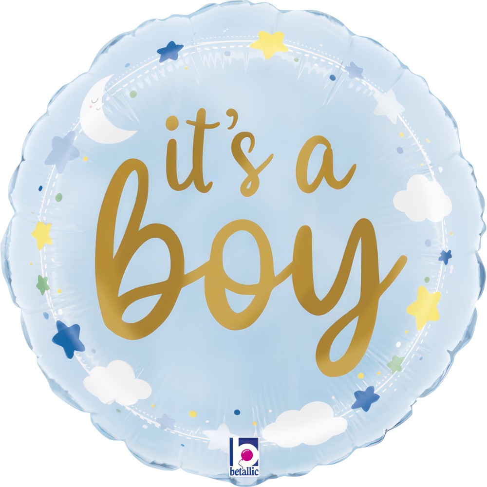 9" It's a Boy - Stars & Clouds (ohne Ventil, zum Selbstversc