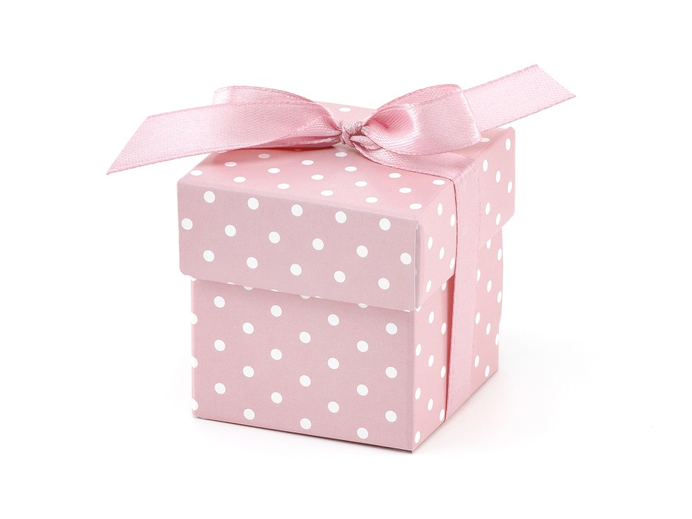Gastgeschenk Boxen - gepunktet - rosa - 5x5x5cm - 10 Stk.