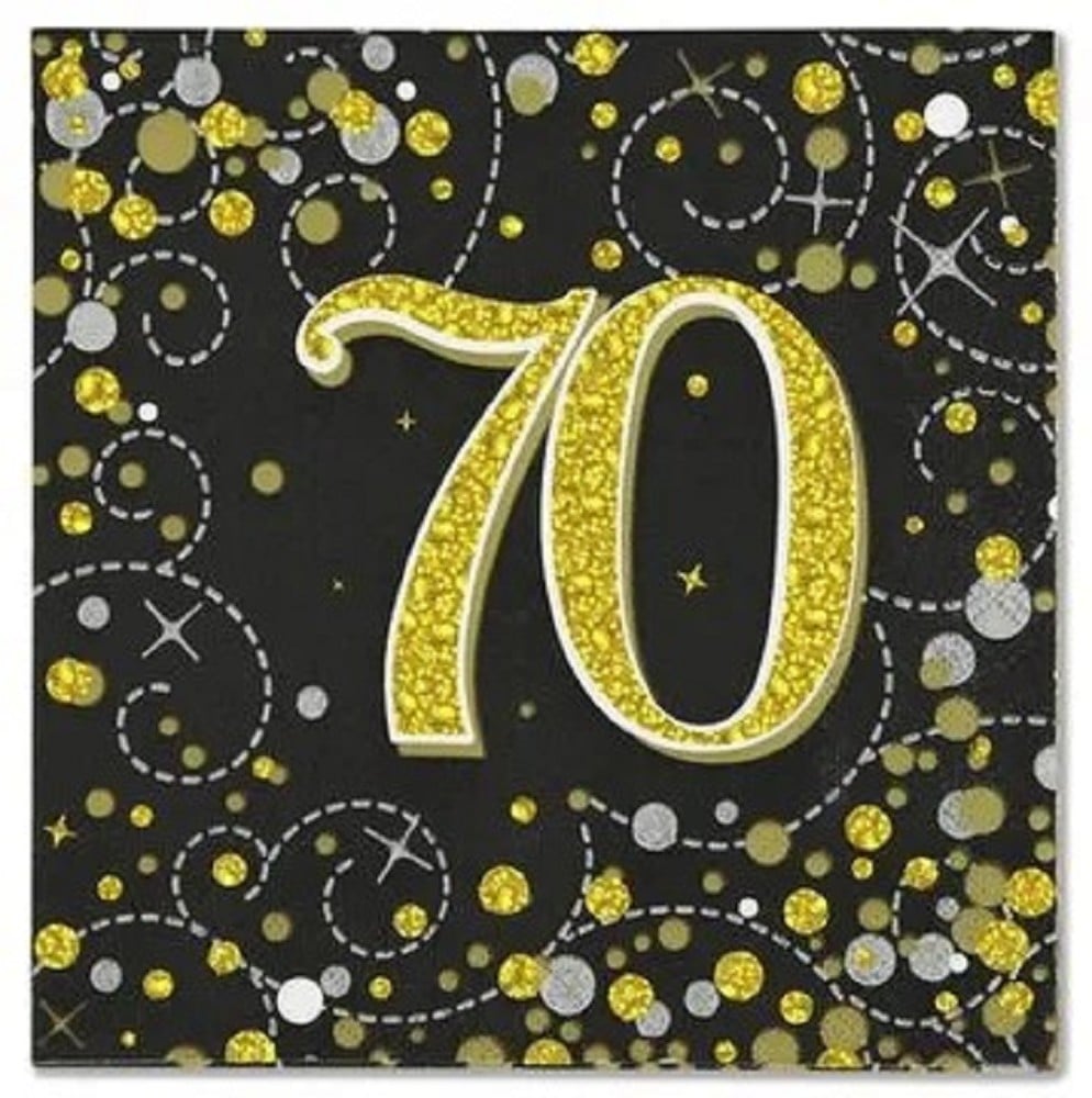 Napkins H.b. "70" Sparkling Fizz Black & Gold