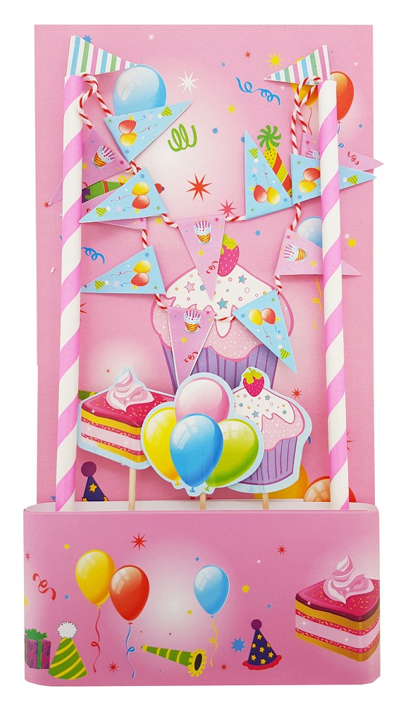 Cake Decoration Set Party Pink