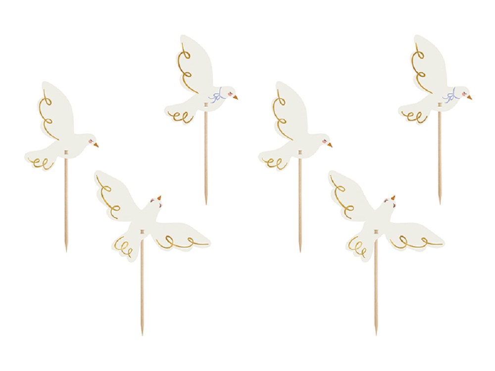 Cake Topper - Tauben - Mix - 14,5 cm - 6 Stk.