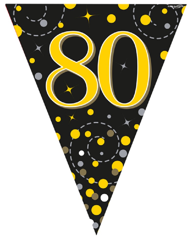 Wimpelkette H.B ."80" Black & Gold Holographic 3,9m