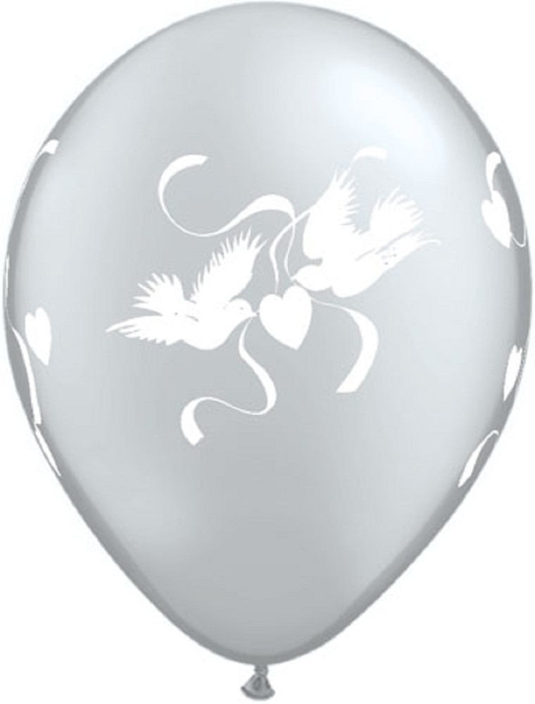 5" Love doves silber (Druck weiß)