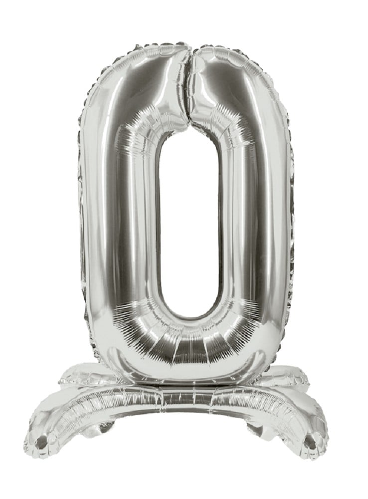 32" Stand Up Balloon "0" Silver