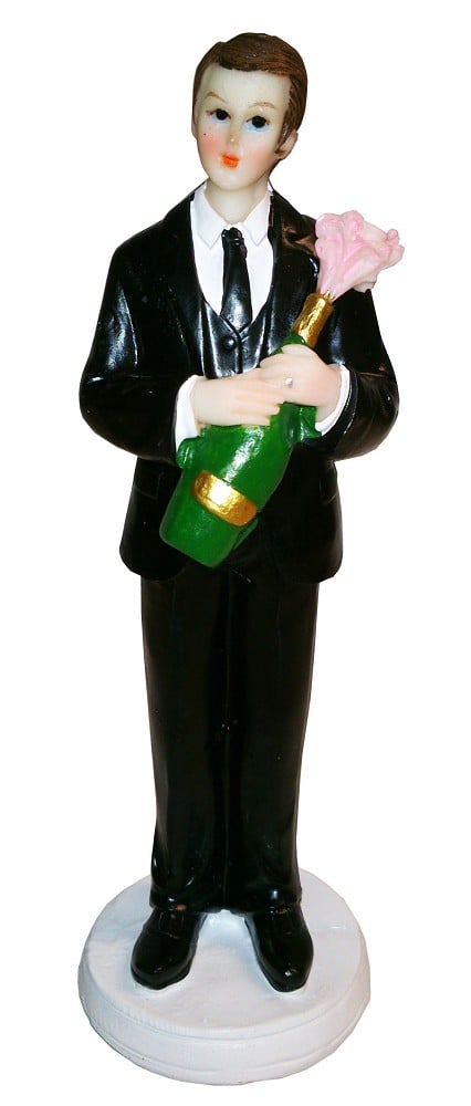 Polyresinfigur Bräutigam mit Sektflasche