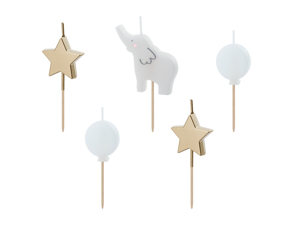 Geburtstagskerzen - Elefant Mix - 3-5cm - 5 Stk.